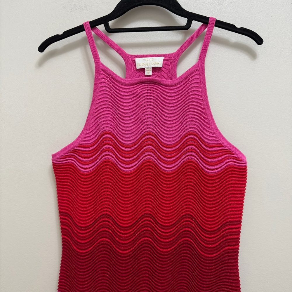 TORN by Ronny Kobo Hope Colorblock Scalloped Knit Mini Dress Sleeveless Size M - Picture 3 of 10